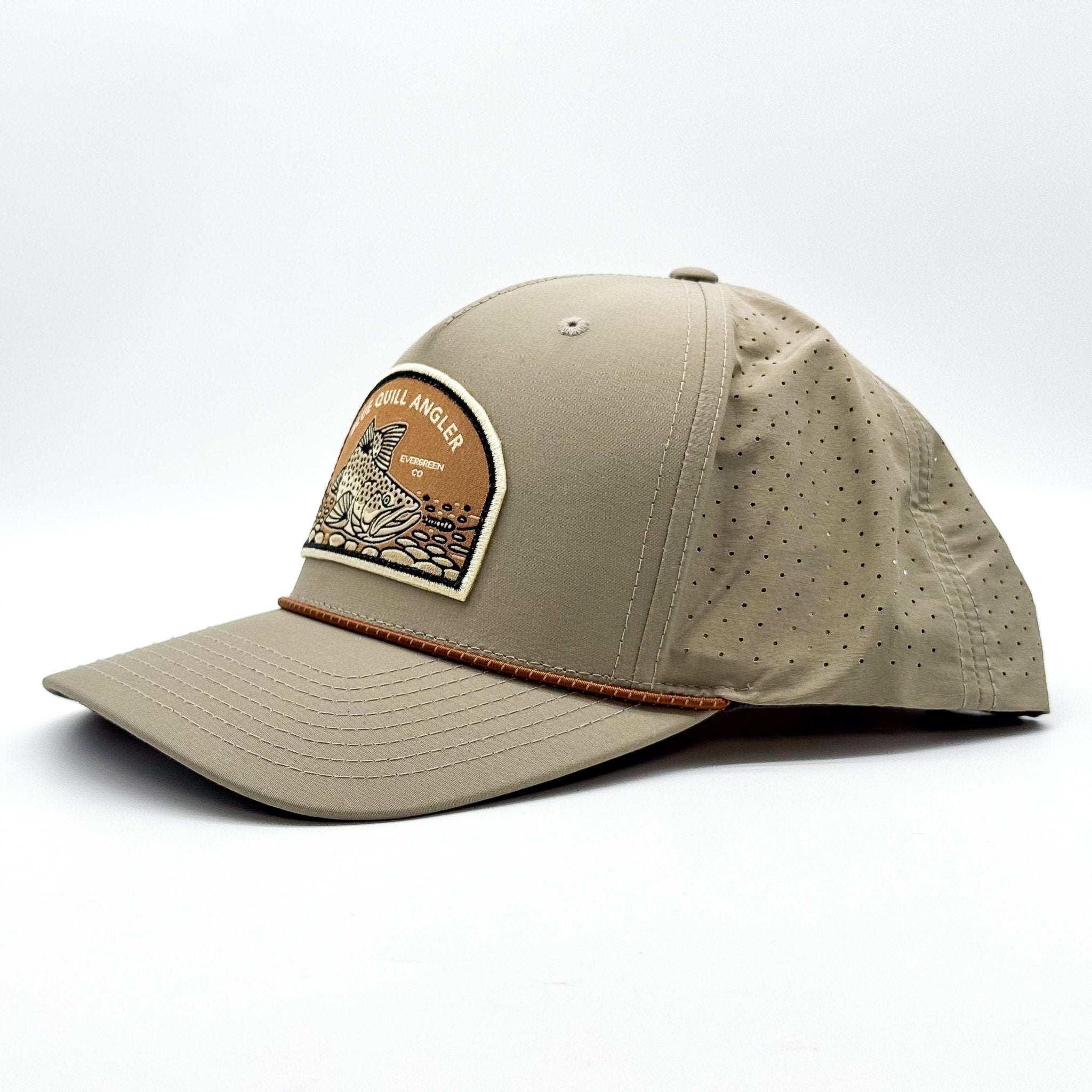 BQA Performance Mesh Cap - Trout Patch (Trenchcoat/Russet) - The Blue Quill Angler