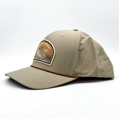 BQA Performance Mesh Cap - Trout Patch (Trenchcoat/Russet) - The Blue Quill Angler