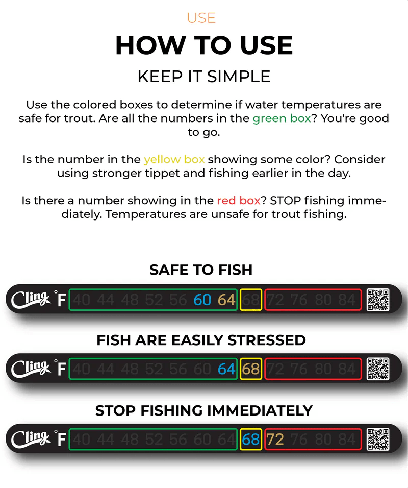 Cling Temperature Tape - Stick On Water Thermometer - The Blue Quill Angler