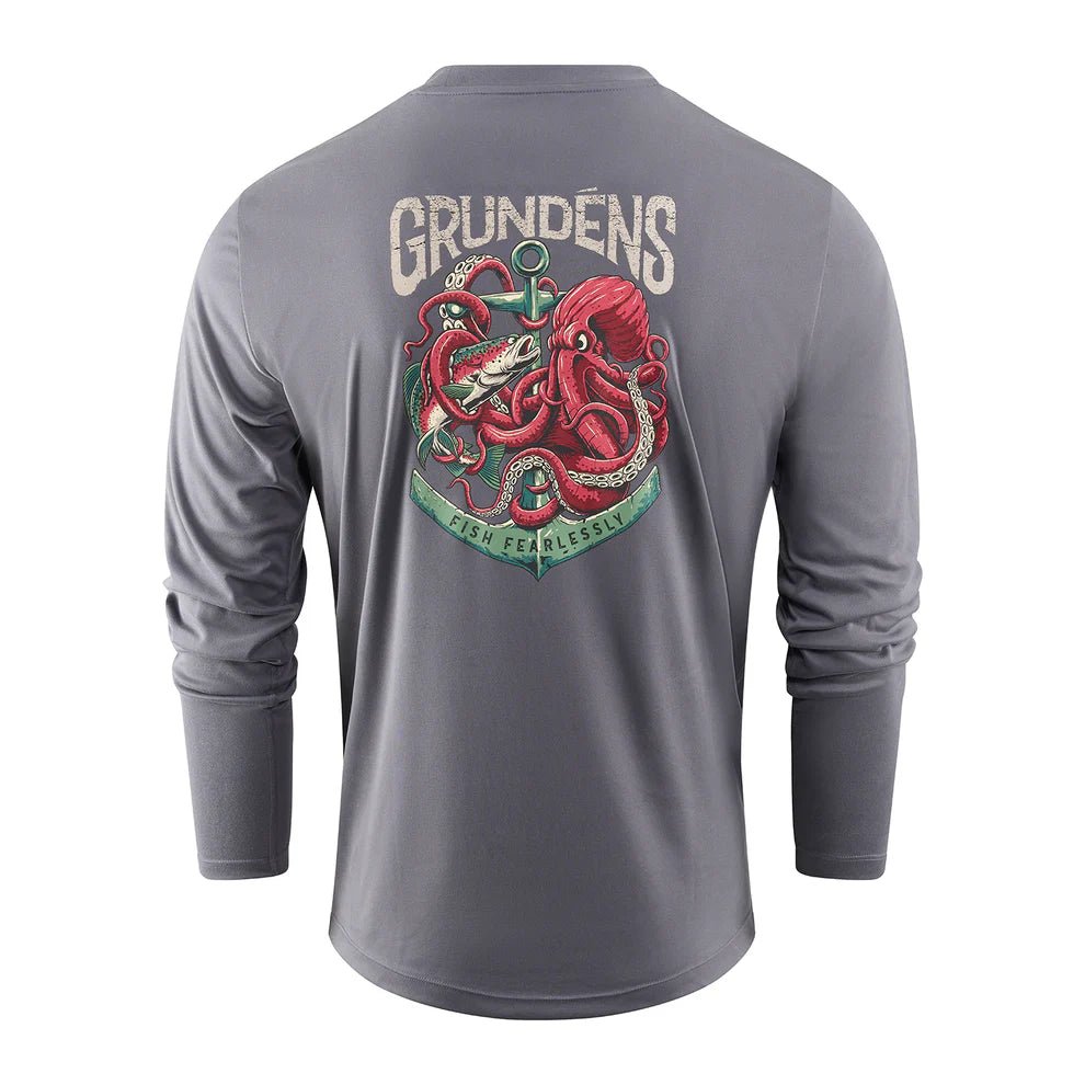 Grundens Octo - Trout Long Sleeve Tech Tee - Anchor - The Blue Quill Angler