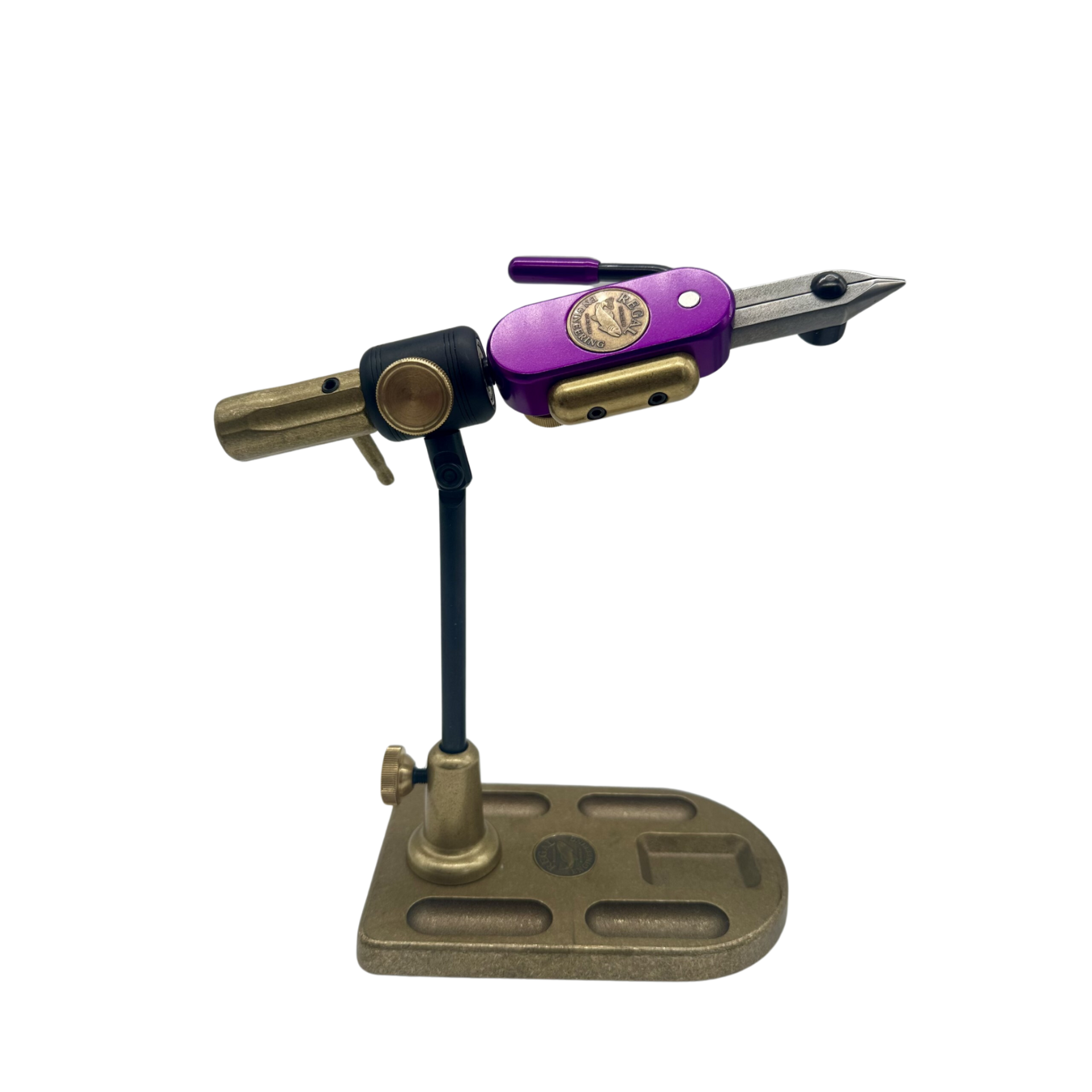 Revolution Vise  Stainless Steel Jaws, Bronze Pocket Base - Custom Color: Ultra Violet - The Blue Quill Angler