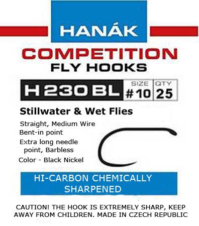 Hanak H230Bl Barbless Wet Nymph Hook 25 Pack